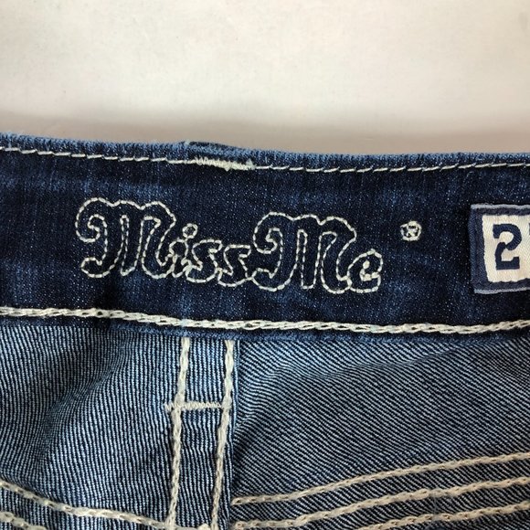 Miss Me Jeans Women's 27 Boot Cut Blue Stretch Denim Embellished Flap Pocket - Picture 4 of 16